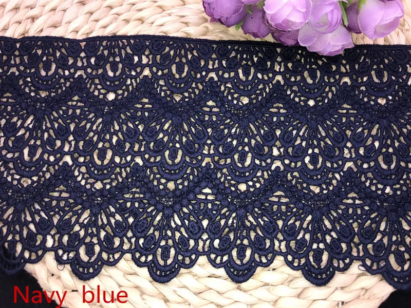 Navy blue 14 см ширина Европа длинный узор неэластичная вышивка кружево отделка, занавес скатерть Slipcover Свадебная DIY Одежда/аксессуары - Цвет: Navy blue