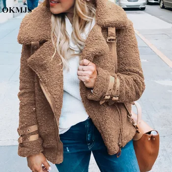 

High Quality Faux Fur Coat Women Autumn Winter Thick Warm Soft Fleece Jacket Pocket Zipper Outerwear Overcoat Bear Teddy Coat