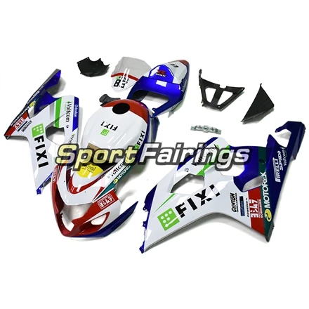 Полный обтекатели для Suzuki GSXR600 GSX-R 750 K4 K504-05 год 2004 2005 впрыска топлива мотоциклетный обтекатель ABS Кузов сине-белые корпусов