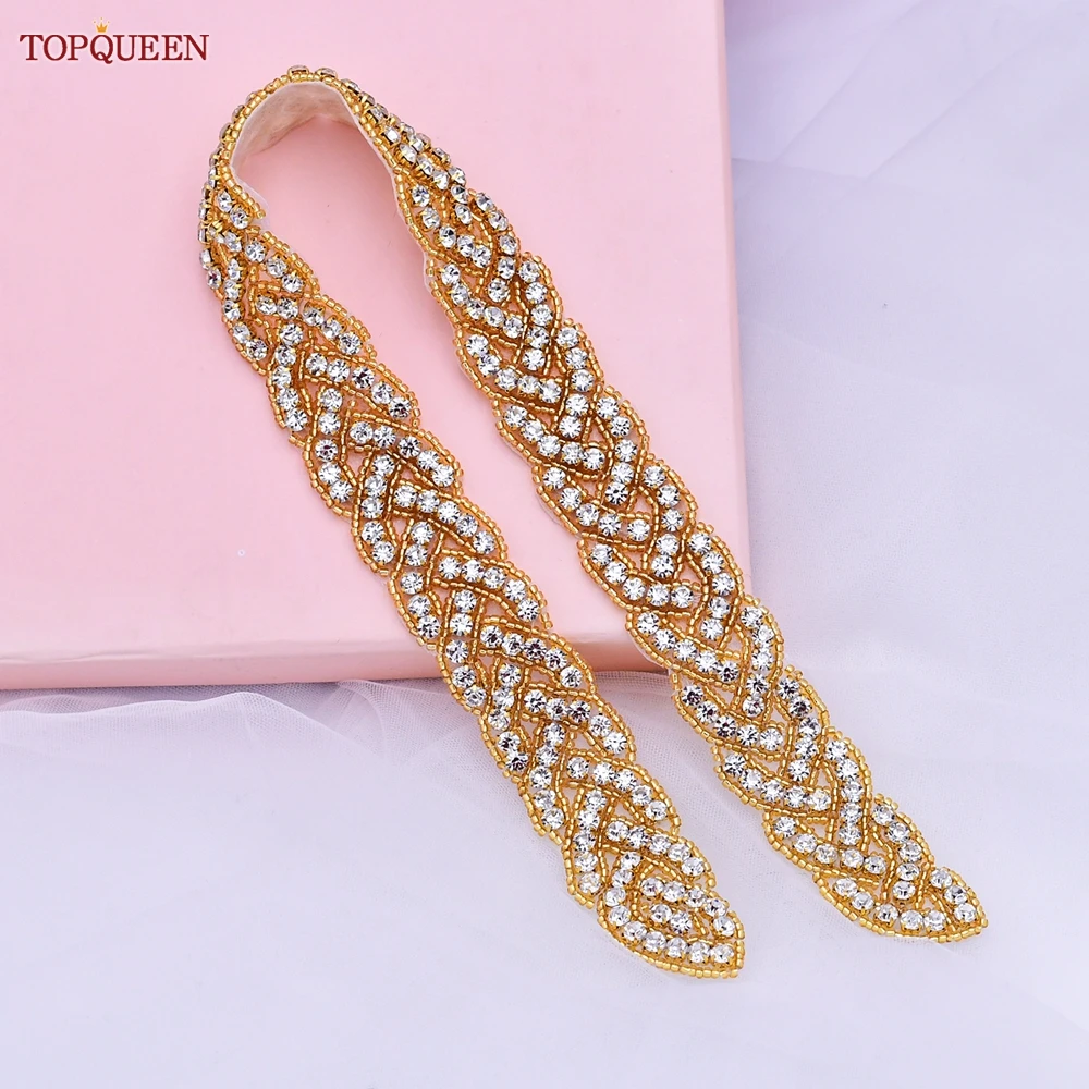 Golden Bridal Belt Full Rhinestones Women Sash Luxury Designer Moroccan Wedding Waistband Shiny Jewel Applique
