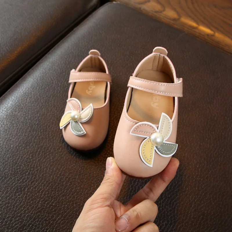 

Children PU Leather shoes Autumn Baby Girl Shoes Anti-Slip princess Walking Shoes Cute Pearl Design Sneakers Soft Soled Spring