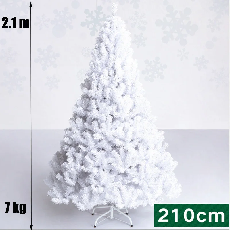 White 210cm Белая Рождественская елка большая 1,2 м 1,5 м 1,8 м 2,1 М 2,4 м искусственные рождественские сосны с металлической подставкой легкая сборка праздничное украшение - Цвет: White 210cm