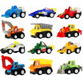 

12 Pcs Pull Back Vehicle Assorted Construction Vehicles and Racer Cars Truck Mini Car Toy Play Set for Kids Game Party Rewards