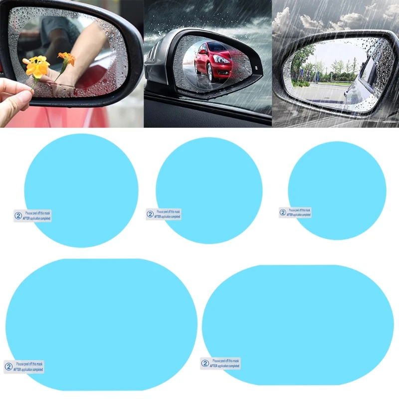 HD Anti-Fog Rainproof Waterproof Mirror Window Clear Sticker Anti-Mist Film Protector Safety Driving Guard Rear View Mirror Film for Car Mirrors and Side Windows 4 PCS Rear view Mirror Film 