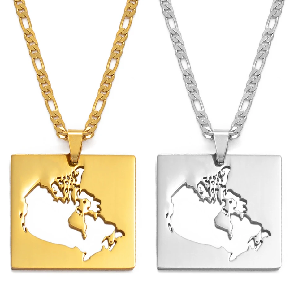 Ожерелья с кулоном Anniyo канадская карта мужские и женские золотистые/Серебристые