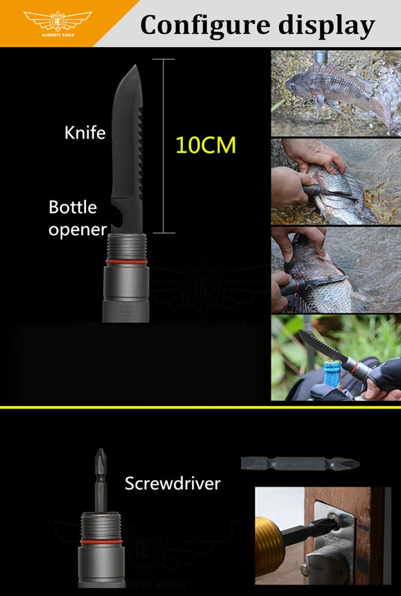 XC Multifunction Camping Hiking Walking Sticks Alpenstock Outdoor Aluminum Alloy Defense Tactical Stick Portable Camping Tools  (5)