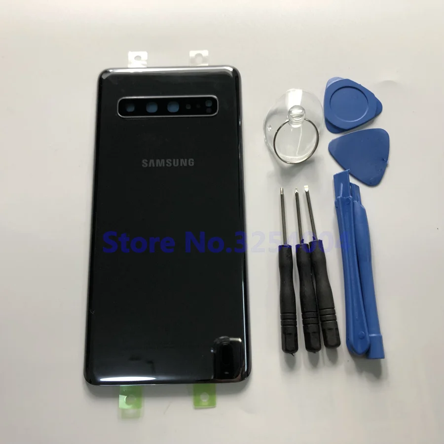 SAMSUNG Galaxy S10, 5G, версия G977, G977F, G977B, Задняя стеклянная крышка для батареи, задняя дверь, корпус, чехол, Задняя стеклянная крышка+ инструмент