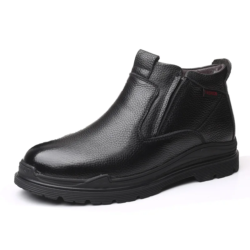slip-on Британский стиль; мужские модные теплые шерстяные зимние ботинки; Черная хлопковая обувь из натуральной кожи; уличные зимние ботинки на платформе; bota zapato - Цвет: slip-on