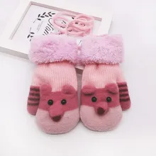 Детские Зимние перчатки для мальчиков и девочек с рисунком кота из мультфильма; теплые вязаные теплые детские перчатки в стиле пэчворк; Сезон Зима; Gant Enfant