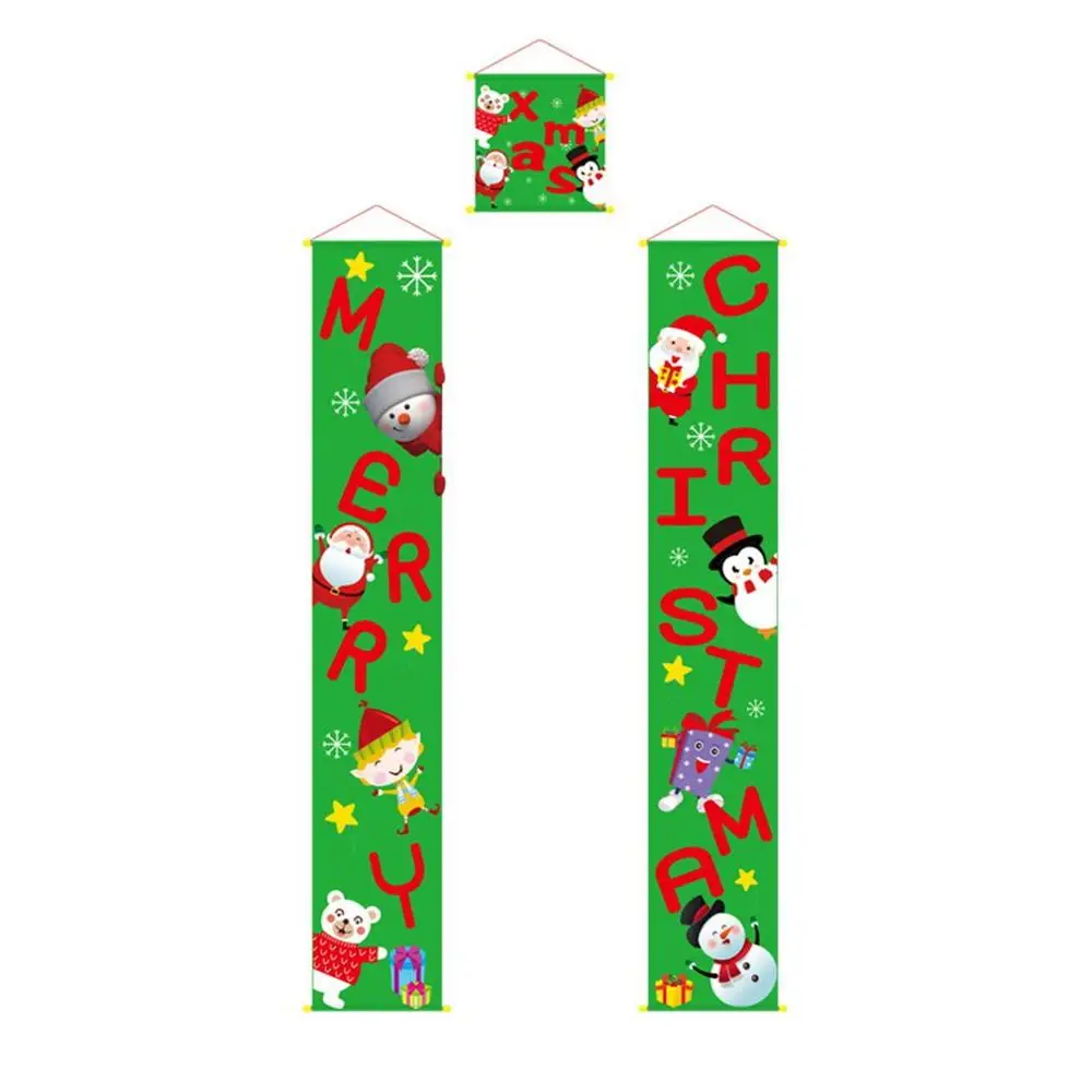 

Christmas Day Decorations Hanging Flag Three-piece Curtain Banner Mall Store Christmas Couplet Christmas Banner