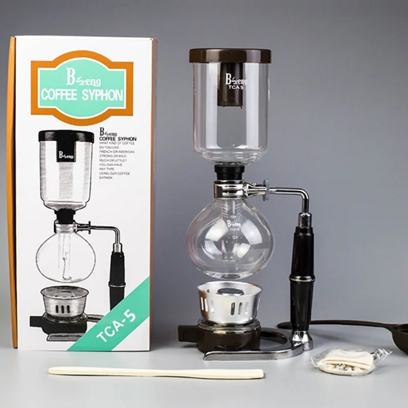 Black Handle 500ml 300 мл 500 кофеварка с сифоном чай в японском стиле фильтр сифон заварник для чая кофе фильтр вакуумный стеклянный сифонная колба сифон для кофе машины - Цвет: Black Handle 500ml