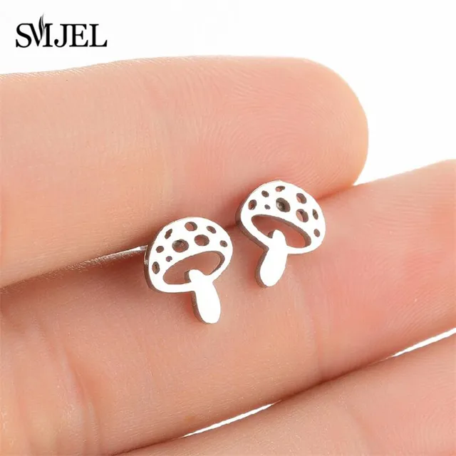 Stainless Steel Mini Stud Earrings Mushroom Cherry Weather Sun Water Droplets Cartilage Ear Piercing Jewelry Skull Face Studs 431