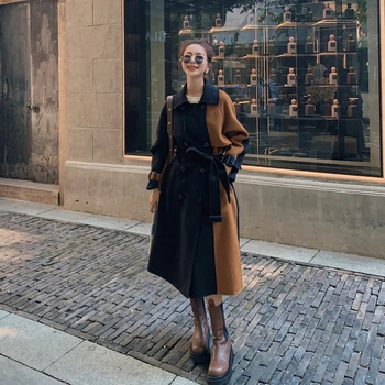 

2020 Winter Elegant OL Series Long Women's Woolen Coat Dignified British Style Jackets Thick Warm Fashionable Women Wool Jacket
