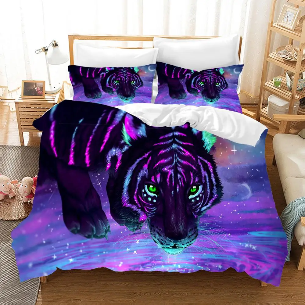 

Tiger Bedding Set Wolf Lion Print Animals Duvet Cover Set Boy Girl Bed Linen Set Twin Full Queen King Size Bedclothes Pillowcase