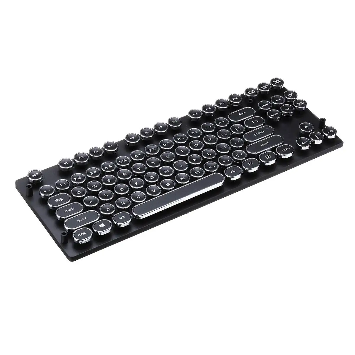 87 keys 87/104 Keycap Ретро игровая клавиатура английская раскладка круглая клавиатура с подсветкой USB Проводная светящаяся металлическая панель с кристаллами - Цвет: 87 keys