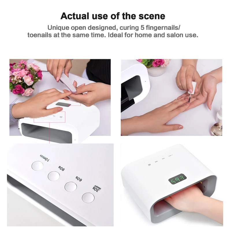 90W 60 Led Uv Led Nail Light Nail Dryer Lcd Red Light Skin Care Whitening Manicure Nail Light Curing Nail Gel Polishing Automati