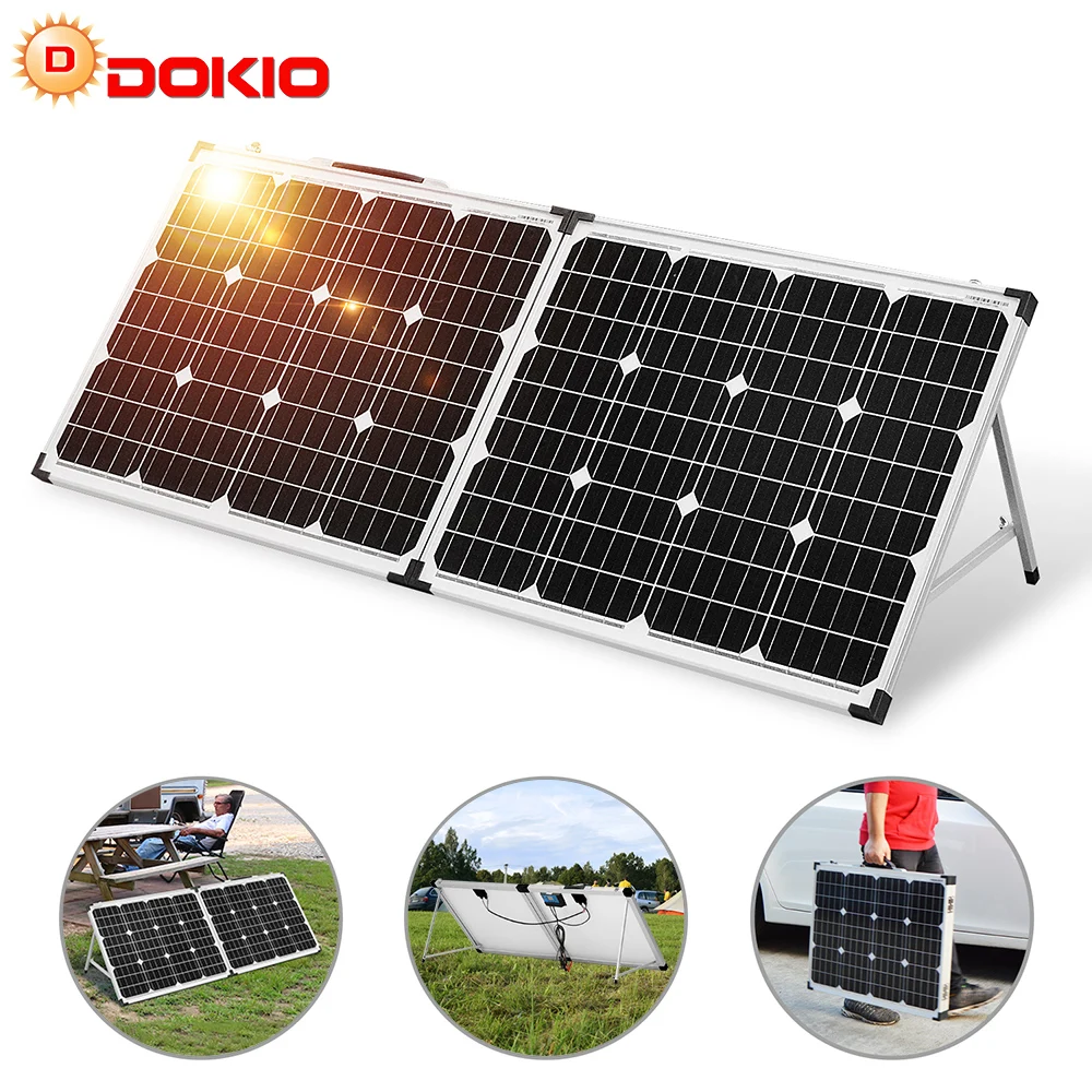 DOKIO 100W(2 Stuks X 50W) Foldable Solar Panel 18V Monocrystalline Zonnepaneel 12V Charger Controler 5V USB Kit Complete For Camper/Powerbank/Home