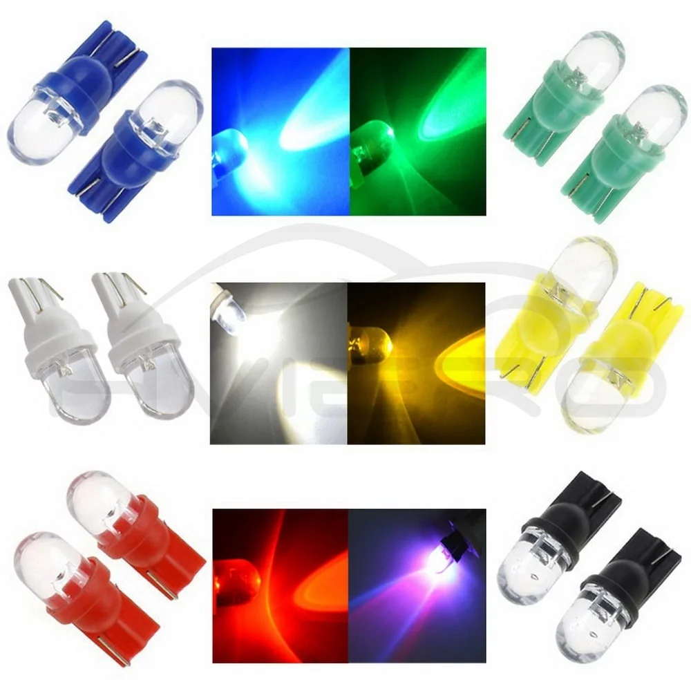 Hviero  White Red Blue Green Yellow RGB T10 W5W 168 194 1Led  Car Auto Wedge Light Side Dashboard Number Plate Trunk Lamp Bulb DC 12V