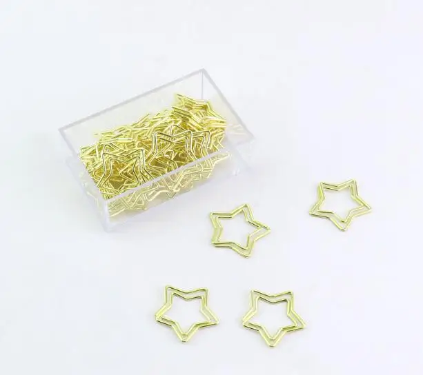 30pcs/box Gold Metal Paper Clips Clips Accessories Shape Star Office Memo Bookmarks Fashion School Supplies Stationary - Цвет: Белый