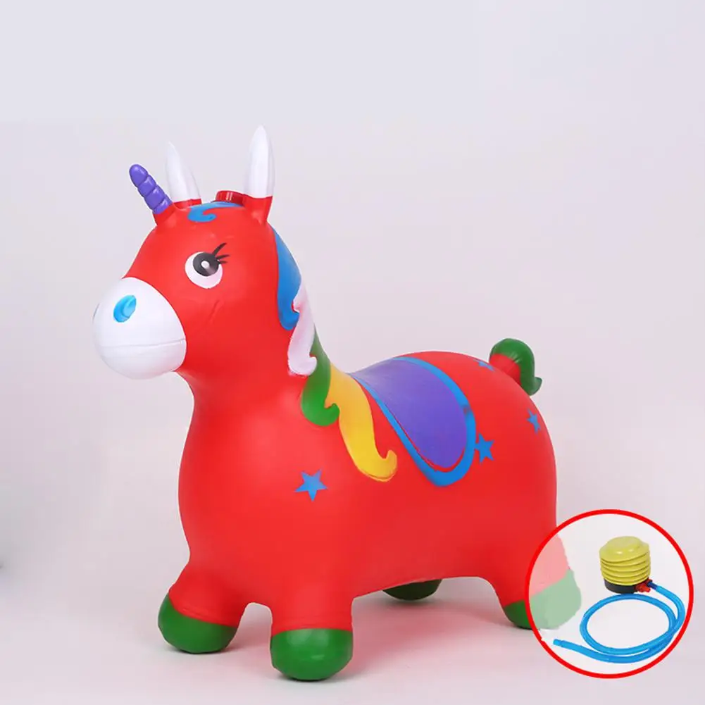 Kuulee ребенок надувание лошадь Хоппер стабильный пластик ребенок утолщаются Верховая езда прыжки лошадь ребенок kangoo джемпер - Цвет: Red music unicorn