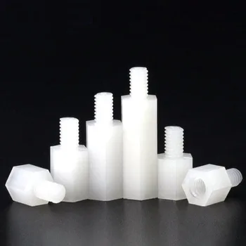 

30pcs M2x(5mm-20mm)+5mm white outer hex nylon column hexagon PC plastic single-pass Insulated isolation post support pilllar