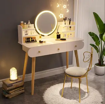 

Dressing table modern simple Nordic net red ins style dressing table bedroom small unit type dressing table storage cabinet
