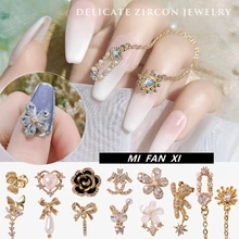 1pcs Charm Zircon 3D Nail Art Decorations Luxury Shiny Pearl Diamonds Crystal Alloy Jewelry Manicure Design Accessories