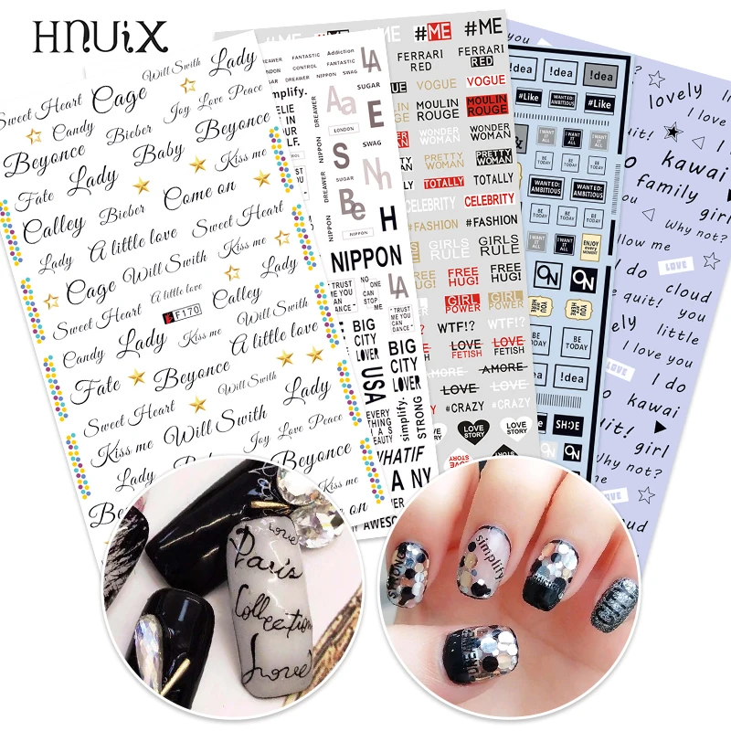 HNUIX 1 шт. Alphabe наклейки для ногтей 3D DIY на ногти слайдеры Шарм буквы штампы дизайн
