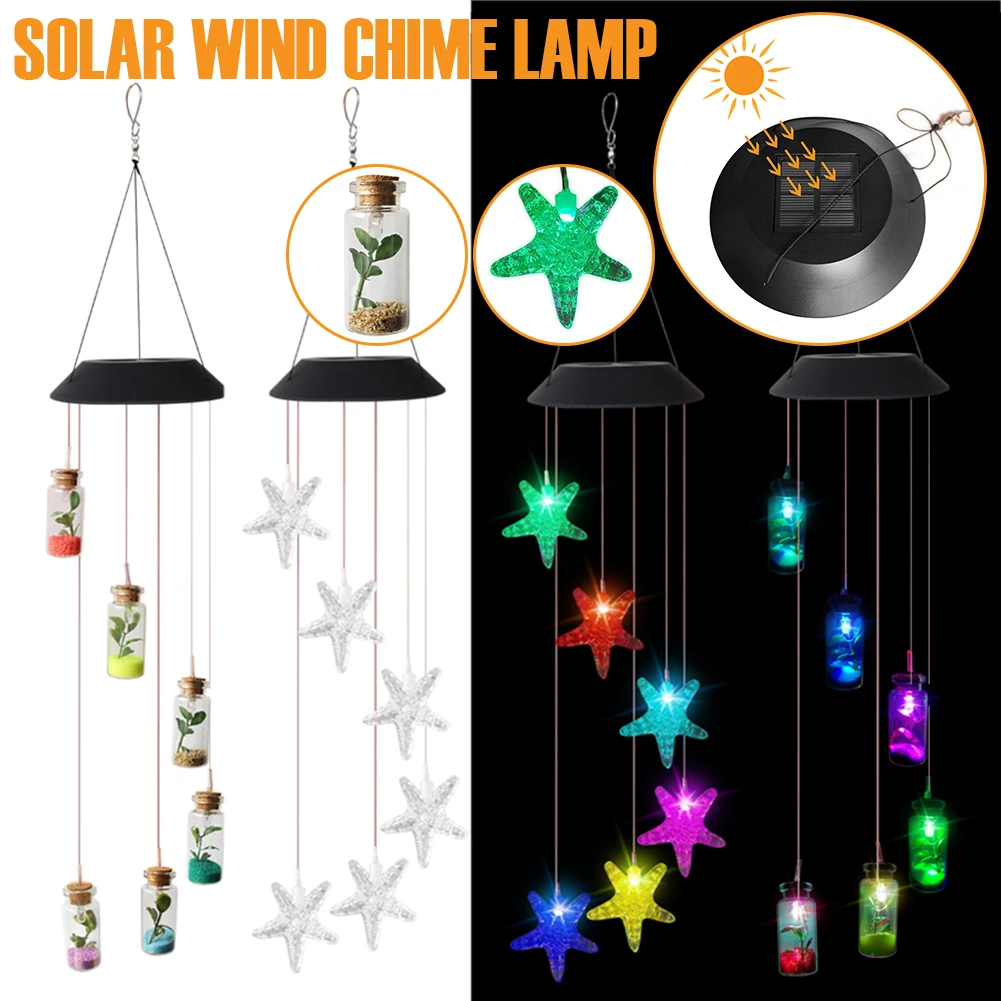 

LED String Light Wind Chime Shape LED Light Solar-Powered Home Garden Patio Decor Starfish Wishing Bottle Light