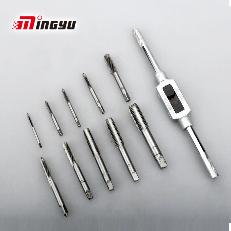 

11pcs M3 M3.5 M4 M5 M6 M7 M8 M9 M10 M12 Straight Fluted Hand Screw Thread Metric Plug Tap Set with Taps Handle Wrench