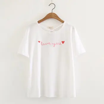 

2018 new summer wear short sleeves students relaxed loose fitting simple cartoon design thin and thin style T-Shirts