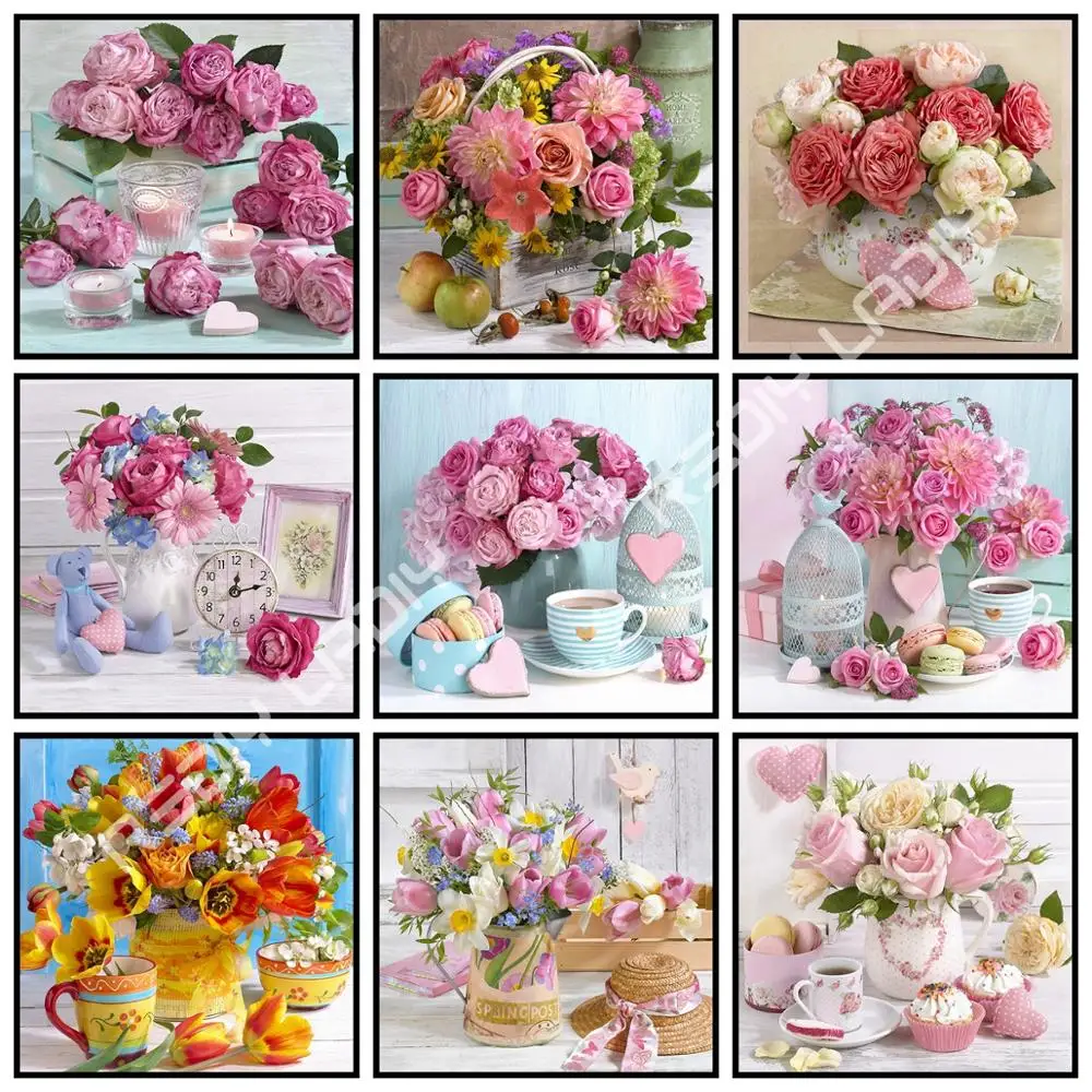 Алмазная вышивка сделай сам роза с кафе 5D мозаика картина стразы Набор для