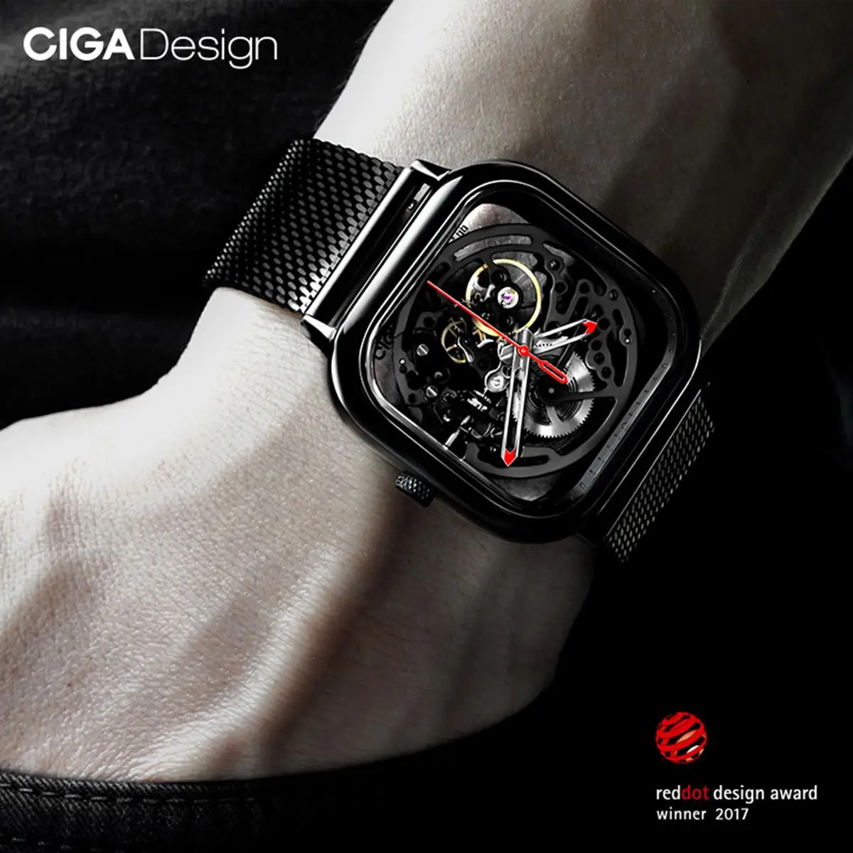 CIGA дизайн CIGA часы Автоматические полые механические часы модные часы Мужские квадратные механические часы