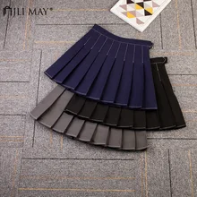 JLI может Высокая талия Твердые Юбки Осень Зима империя плиссированные повседневные Мини консервативный стиль Harajuku тонкая Корейская юбка