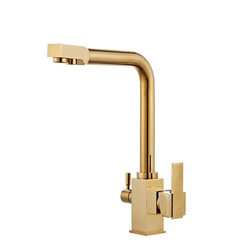 Kitchen Sink Faucet Hot & Cold Sink Mixer Taps Rotating Single Handle Deck Mounted Brass Pure Water Drinking Gold/Black/Chrome
