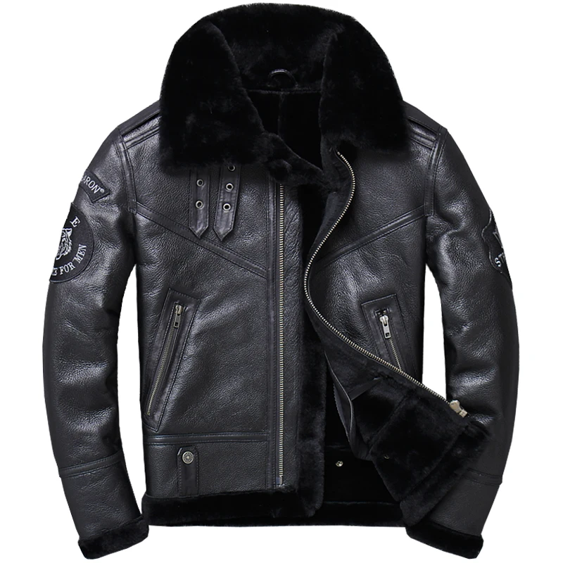 Черное Мужское пальто из натуральной короткой овечьей шерсти, большие размеры XXXXL, натуральная тонкая овечья кожа, зимнее толстое кожаное пальто