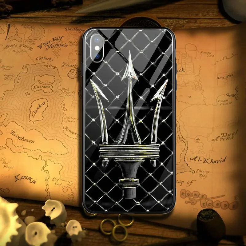Image 12 Популярные Чехлы Maserati с логотипом автомобиля из закаленного стекла для iPhone 5 5S SE 6 6s Plus 7 8 Plus X XR XS Max Capa Coque Funda - Цвет: Image 12