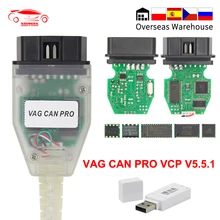 O vag pode pro v5.5.1 com a microplaqueta vcp da microplaqueta de ftdi ft245rl obd2 cabo de usb da relação diagnóstica suporte pode bus uds k linha trabalha para audi/vw