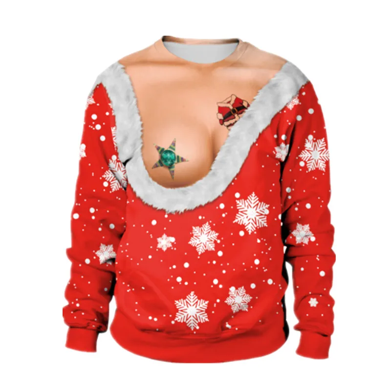 Уродливый Рождественский свитер унисекс для мужчин и женщин для праздников Санта-Кот Эльф Рождественский Забавный свитер с искусственными волосами осенне-зимние блузки