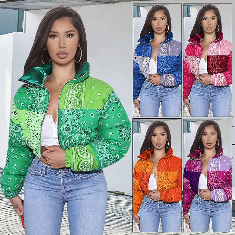 New2022BandanaJacketsPufferBubbleCropCoatsPuffLadiesexcellent