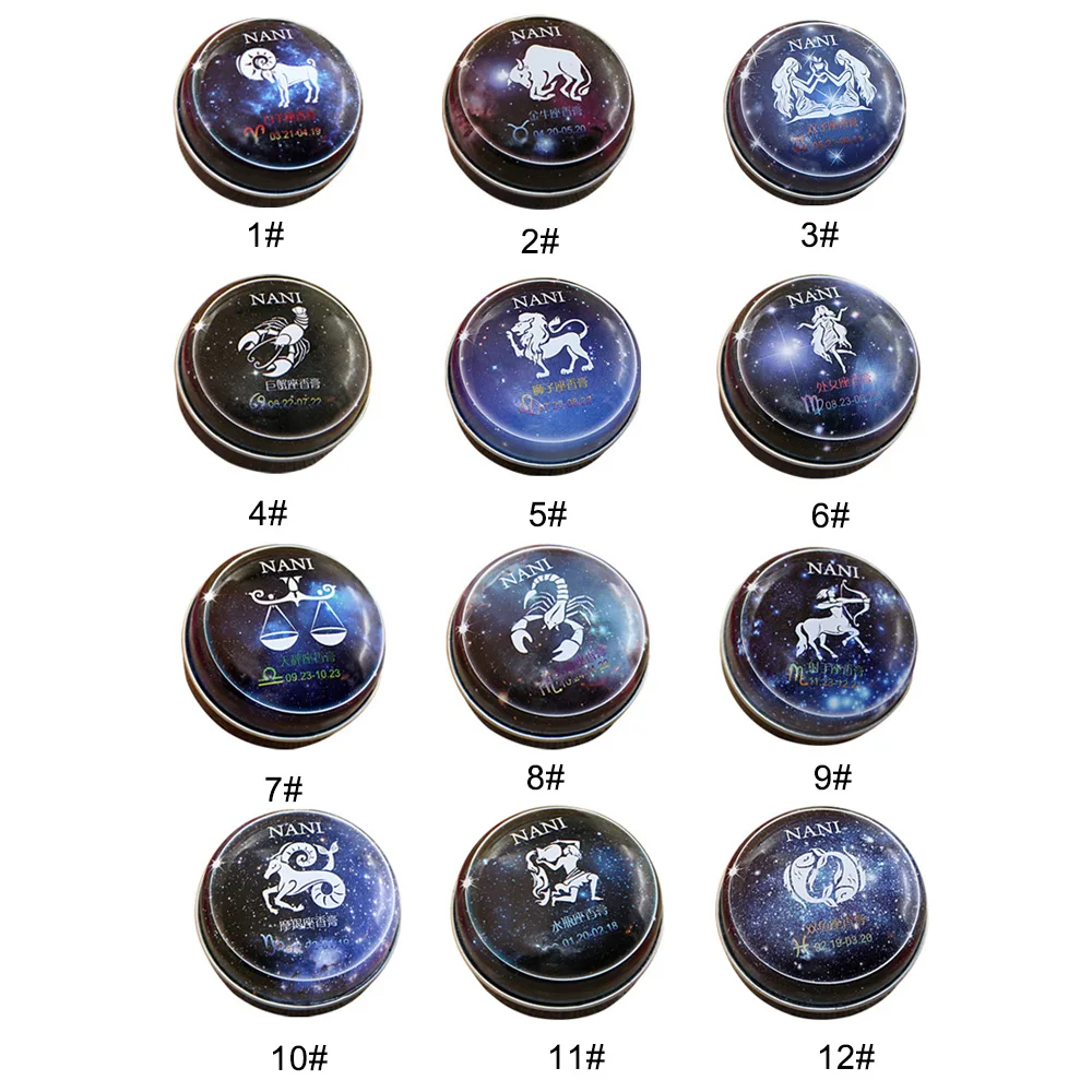 

12 Signs Constellation Perfumes Zodiac Magic Solid Deodorant Solid Fragrance Portable Tin Box Balm For Women Men