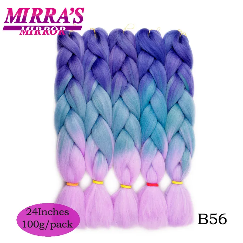 Mirra's Mirror 5 шт., 3 тона, Омбре, огромные косички, волосы для плетения, коричневые синтетические волосы для наращивания, Омбре, вязанные крючком волосы, 24 дюйма, 100 г - Цвет: P1B/613