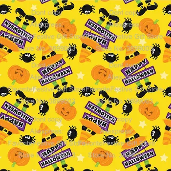 

Halloween Geometric witch foot hat boot spider bat Print Fabric Patchwork for Cloth Puppet Garment Tissue Quilting Material Doll