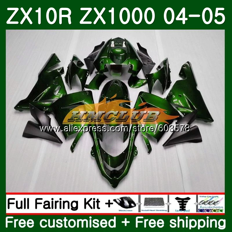Тюнинг-пакет для KAWASAKI ZX 1000 CC ZX 10 сотрудников отдела исследований ZX-10R 04 05 116CL. 68 ZX10R 04 05 ZX1000CC 1000CC ZX 10R 2004 2005 обтекателя темно-зеленый