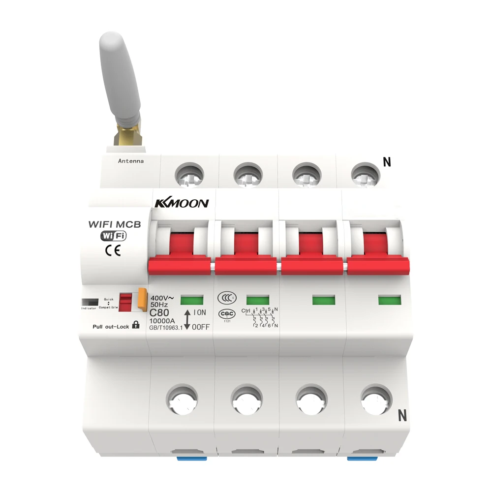 

Hot 4P WiFi Intelligent Circuit Breaker with Energy Monitoring and Meter Function Compactible with Alexa and Google Home