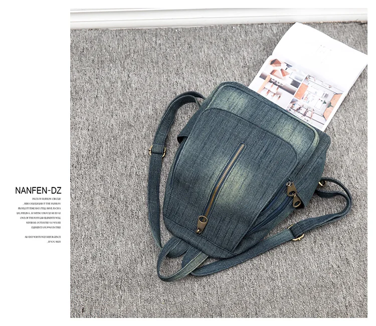 Blue Denim Canvas Women Backpack Big Capacity High Quality female School Bag Casual Jeans Travel shoulder Bag Rucksack Mochila