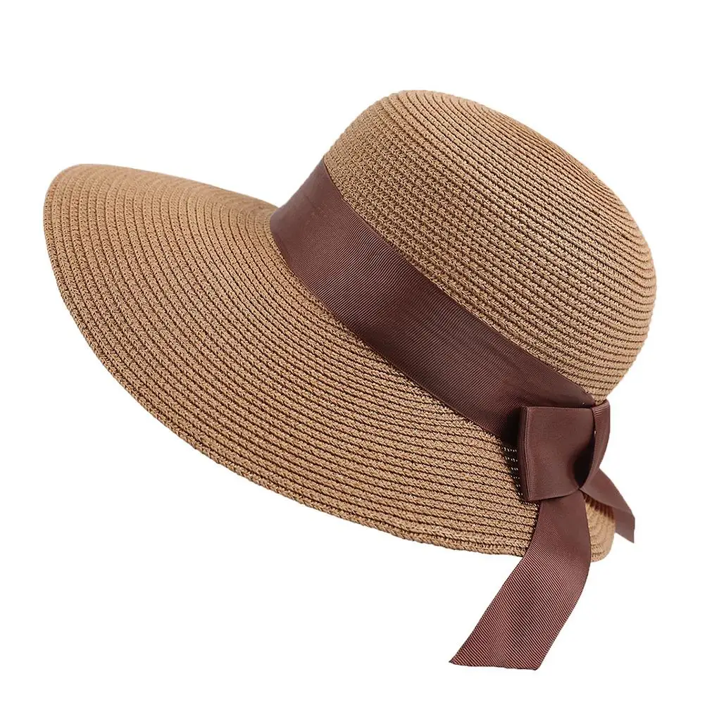 Простая летняя одежда для родителей и детей, летняя пляжная соломенная шляпа, соломенная Солнцезащитная шляпа, большая шляпа для женщин, шляпа для девочек - Цвет: khaki