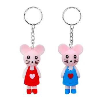 

Creative Cute Cartoon Heart Mouse Doll New Style PVC Soft Silcone Stereo Pendant Car Key Chain Accessories Women's