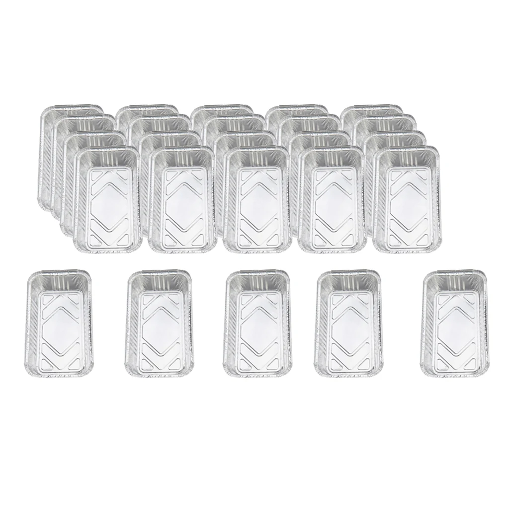 25pcs Disposable Tinfoil Rectangular Cake Plate Barbecue BBQ Grilling Tray