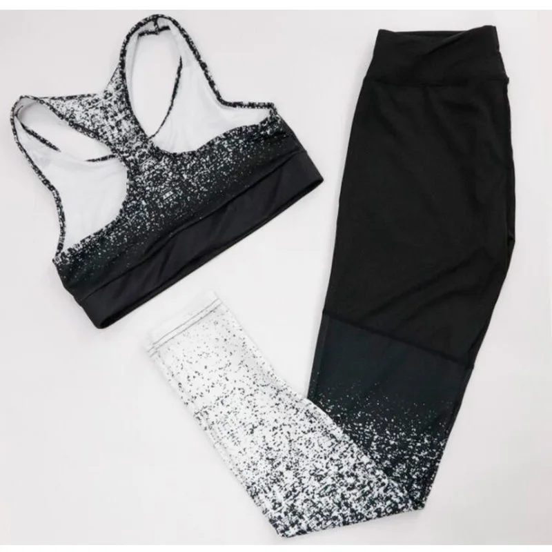 black set Jessingshow, женская одежда для фитнеса, спортивная одежда, леггинсы для спортзала, пуш-ап, на бретелях, спортивный бюстгальтер, 2 шт., спортивные костюмы, джеггинсы, леггинсы - Цвет: black set
